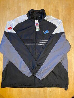 NWT Reebok NFL Team Apparel Detroit Lions Windbreaker Jacket Mens XL Full Zip SI